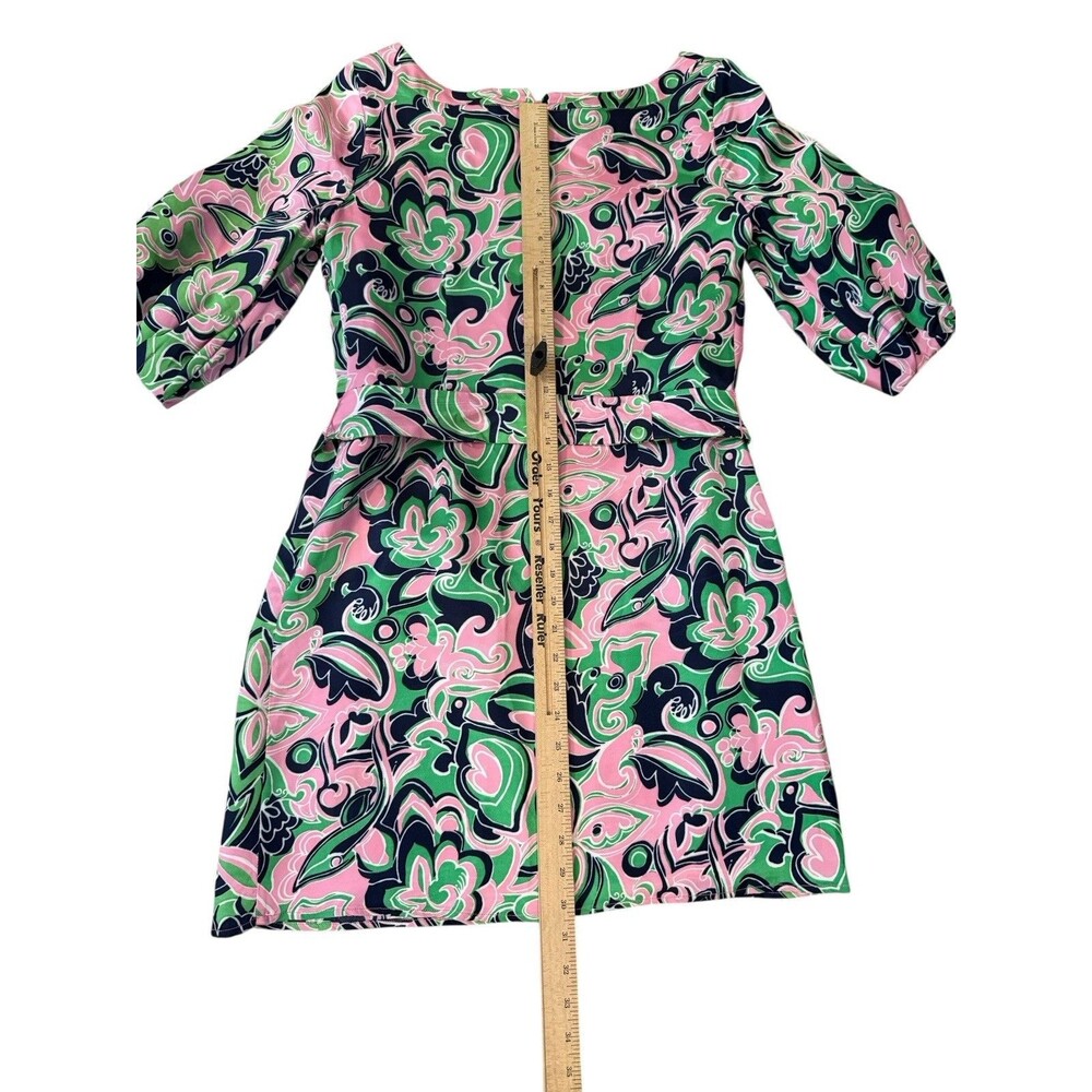 Lilly Pulitzer Lime Green and‎ Pink Retro Belted Dress Women's Sz 4 - Picture 5 of 5